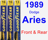 Front & Rear Wiper Blade Pack for 1989 Dodge Aries - Premium