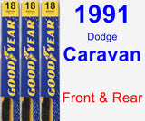 Front & Rear Wiper Blade Pack for 1991 Dodge Caravan - Premium