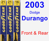 Front & Rear Wiper Blade Pack for 2003 Dodge Durango - Premium