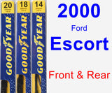 Front & Rear Wiper Blade Pack for 2000 Ford Escort - Premium