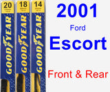 Front & Rear Wiper Blade Pack for 2001 Ford Escort - Premium