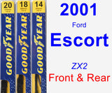 Front & Rear Wiper Blade Pack for 2001 Ford Escort - Premium