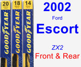 Front & Rear Wiper Blade Pack for 2002 Ford Escort - Premium