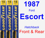 Front & Rear Wiper Blade Pack for 1987 Ford Escort - Premium