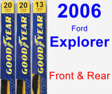 Front & Rear Wiper Blade Pack for 2006 Ford Explorer - Premium