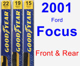 Front & Rear Wiper Blade Pack for 2001 Ford Focus - Premium