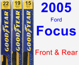 Front & Rear Wiper Blade Pack for 2005 Ford Focus - Premium