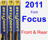 Front & Rear Wiper Blade Pack for 2011 Ford Focus - Premium