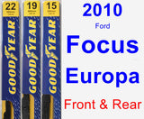 Front & Rear Wiper Blade Pack for 2010 Ford Focus Europa - Premium