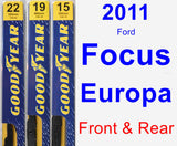 Front & Rear Wiper Blade Pack for 2011 Ford Focus Europa - Premium