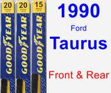 Front & Rear Wiper Blade Pack for 1990 Ford Taurus - Premium