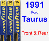 Front & Rear Wiper Blade Pack for 1991 Ford Taurus - Premium