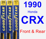 Front & Rear Wiper Blade Pack for 1990 Honda CRX - Premium