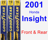 Front & Rear Wiper Blade Pack for 2001 Honda Insight - Premium