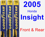 Front & Rear Wiper Blade Pack for 2005 Honda Insight - Premium