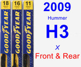 Front & Rear Wiper Blade Pack for 2009 Hummer H3 - Premium