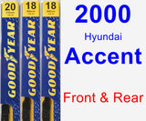 Front & Rear Wiper Blade Pack for 2000 Hyundai Accent - Premium