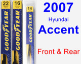 Front & Rear Wiper Blade Pack for 2007 Hyundai Accent - Premium