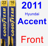 Front Wiper Blade Pack for 2011 Hyundai Accent - Premium