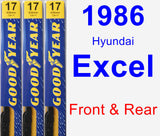 Front & Rear Wiper Blade Pack for 1986 Hyundai Excel - Premium