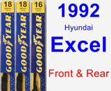 Front & Rear Wiper Blade Pack for 1992 Hyundai Excel - Premium