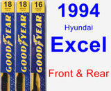 Front & Rear Wiper Blade Pack for 1994 Hyundai Excel - Premium