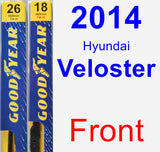 Front Wiper Blade Pack for 2014 Hyundai Veloster - Premium