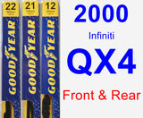 Front & Rear Wiper Blade Pack for 2000 Infiniti QX4 - Premium