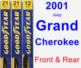 Front & Rear Wiper Blade Pack for 2001 Jeep Grand Cherokee - Premium