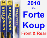 Front & Rear Wiper Blade Pack for 2010 Kia Forte Koup - Premium