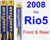 Front & Rear Wiper Blade Pack for 2008 Kia Rio5 - Premium