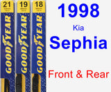 Front & Rear Wiper Blade Pack for 1998 Kia Sephia - Premium