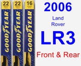 Front & Rear Wiper Blade Pack for 2006 Land Rover LR3 - Premium