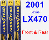 Front & Rear Wiper Blade Pack for 2001 Lexus LX470 - Premium