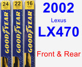 Front & Rear Wiper Blade Pack for 2002 Lexus LX470 - Premium