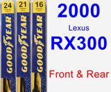 Front & Rear Wiper Blade Pack for 2000 Lexus RX300 - Premium