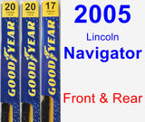 Front & Rear Wiper Blade Pack for 2005 Lincoln Navigator - Premium