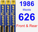 Front & Rear Wiper Blade Pack for 1986 Mazda 626 - Premium