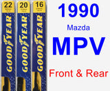 Front & Rear Wiper Blade Pack for 1990 Mazda MPV - Premium