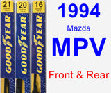 Front & Rear Wiper Blade Pack for 1994 Mazda MPV - Premium