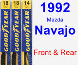 Front & Rear Wiper Blade Pack for 1992 Mazda Navajo - Premium