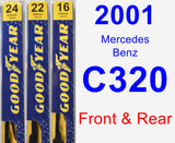 Front & Rear Wiper Blade Pack for 2001 Mercedes-Benz C320 - Premium