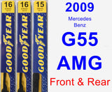 Front & Rear Wiper Blade Pack for 2009 Mercedes-Benz G55 AMG - Premium