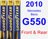 Front & Rear Wiper Blade Pack for 2010 Mercedes-Benz G550 - Premium