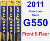 Front & Rear Wiper Blade Pack for 2011 Mercedes-Benz G550 - Premium