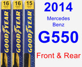 Front & Rear Wiper Blade Pack for 2014 Mercedes-Benz G550 - Premium