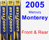 Front & Rear Wiper Blade Pack for 2005 Mercury Monterey - Premium