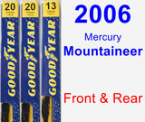 Front & Rear Wiper Blade Pack for 2006 Mercury Mountaineer - Premium