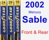 Front & Rear Wiper Blade Pack for 2002 Mercury Sable - Premium