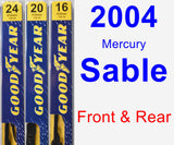 Front & Rear Wiper Blade Pack for 2004 Mercury Sable - Premium